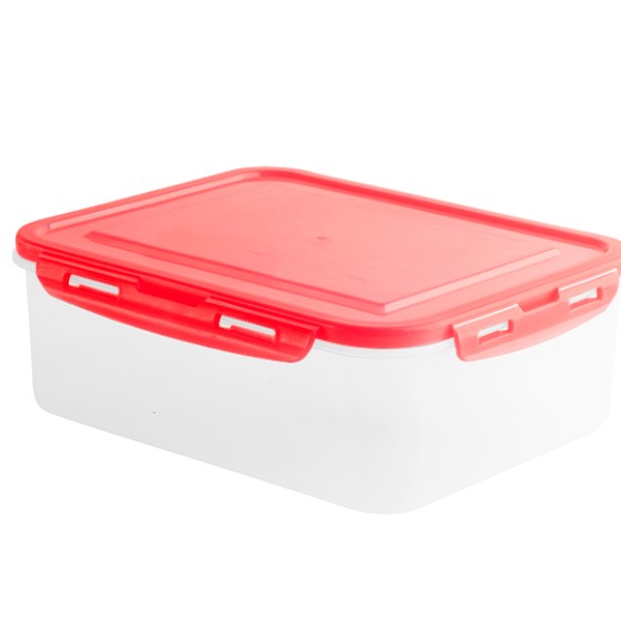Food container- Flat Rectangular Container Clip 2000ml(74oz)(BPA FREE)Orange lid